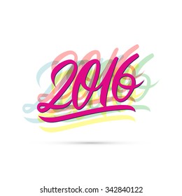 Happy new year 2016 text design. Vector illustration.