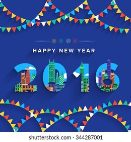 Happy new year 2016 Text Design.Vector illustrate vector.