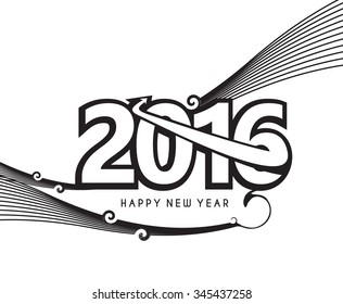 Happy new year 2016 Text Design