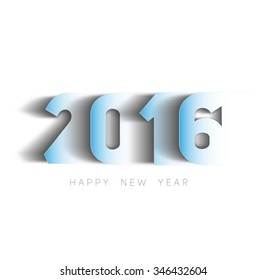 Happy new year 2016 Text Design, paper cut style modern simple vector, white background
