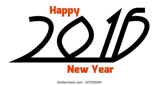 Happy new year 2016 text design on transparent background