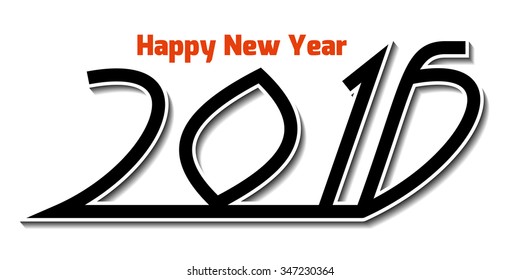 Happy new year 2016 text design on transparent background