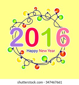 Happy new year 2016 Text Design,Vector greeting card