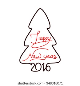 Happy new year 2016 text design on the white background