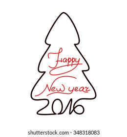 Happy new year 2016 text design on the white background