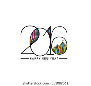 Happy new year 2016 Text Design