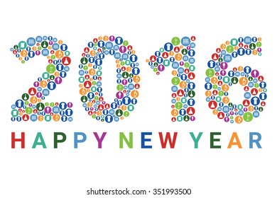 Happy new year 2016 Text Design, laboratory