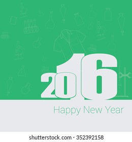 Happy new year 2016 Text Design, laboratory