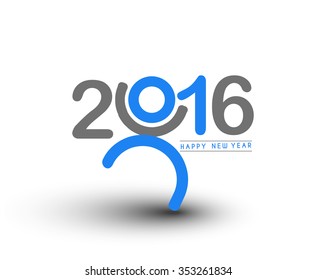 Happy New Year 2016 Text Decorated Design