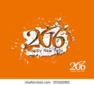 Happy New Year 2016 Text Decorated Design