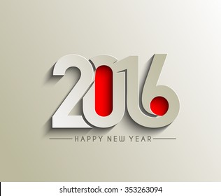 Happy New Year 2016 Text Decorated Design