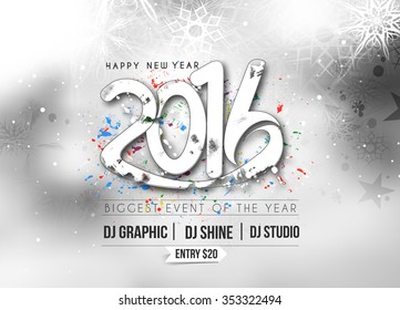 Happy New Year 2016 Text Decorated Design