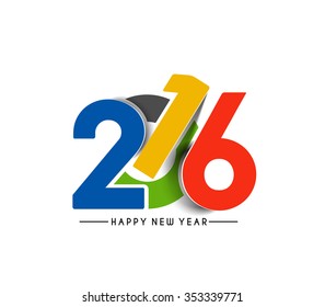 Happy New Year 2016 Text Decorated Design