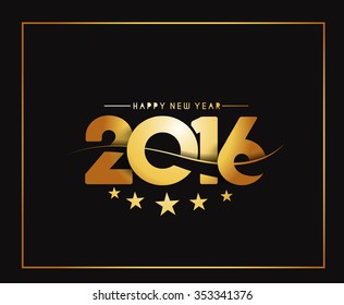 Happy New Year 2016 Text Decorated Design