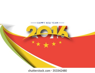 Happy New Year 2016 Text Decorated Design