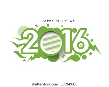 Happy New Year 2016 Text Decorated Design