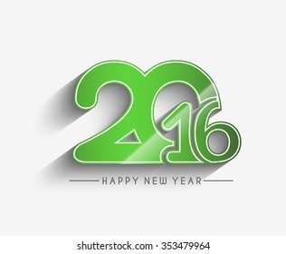 Happy New Year 2016 Text Decorated Design