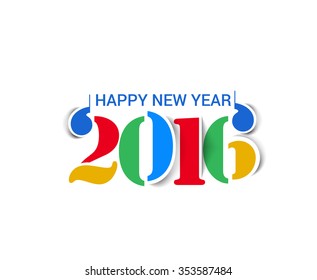 Happy New Year 2016 Text Decorated Design