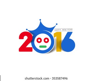 Happy New Year 2016 Text Decorated Design