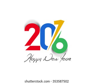 Happy New Year 2016 Text Decorated Design