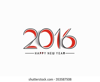 Happy New Year 2016 Text Decorated Design