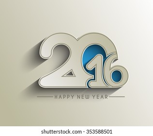 Happy New Year 2016 Text Decorated Design