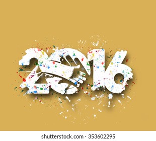 Happy New Year 2016 Text Decorated Design