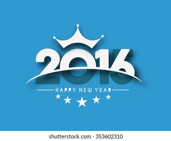 Happy New Year 2016 Text Decorated Design