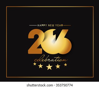 Happy New Year 2016 Text Decorated Design