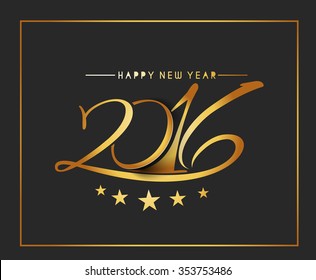 Happy New Year 2016 Text Decorated Design