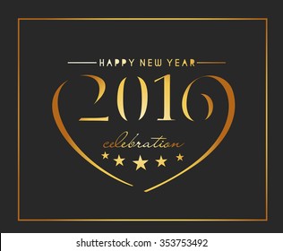 Happy New Year 2016 Text Decorated Design