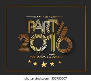 Happy New Year 2016 Text Decorated Design