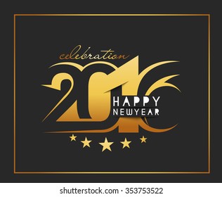 Happy New Year 2016 Text Decorated Design
