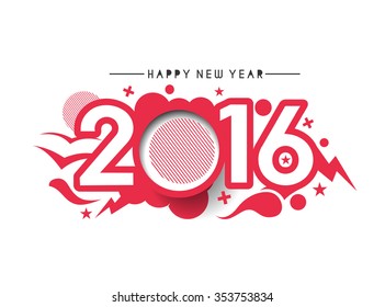 Happy New Year 2016 Text Decorated Design