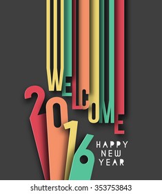 Happy New Year 2016 Text Decorated Design