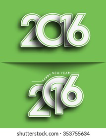 Happy New Year 2016 Text Decorated Design