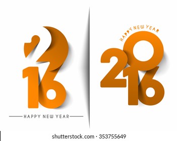 Happy New Year 2016 Text Decorated Design