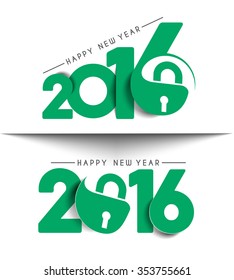 Happy New Year 2016 Text Decorated Design