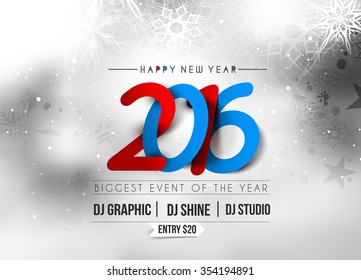 Happy New Year 2016 Text Decorated Design