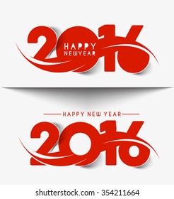 Happy New Year 2016 Text Decorated Design