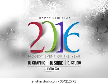 Happy New Year 2016 Text Decorated Design