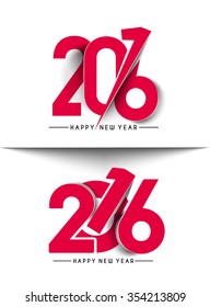 Happy New Year 2016 Text Decorated Design