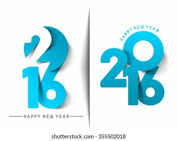 Happy New Year 2016 Text Decorated Design