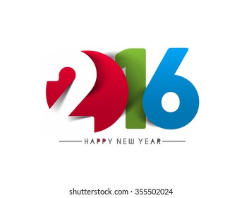 Happy New Year 2016 Text Decorated Design