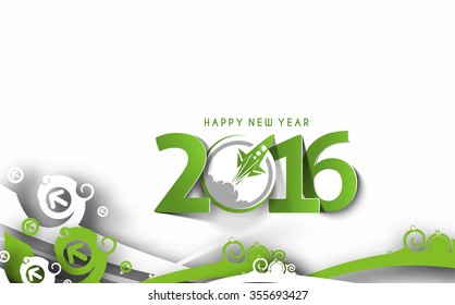 Happy New Year 2016 Text Decorated Design