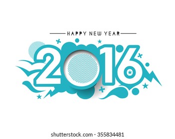 Happy New Year 2016 Text Decorated Design