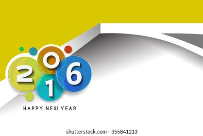 Happy New Year 2016 Text Decorated Design