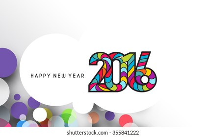 Happy New Year 2016 Text Decorated Design