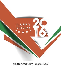 Happy New Year 2016 Text Decorated Design