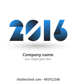 Happy new year 2016 Text Design vector with blue color. Number two, zero, one, six logo icon.
